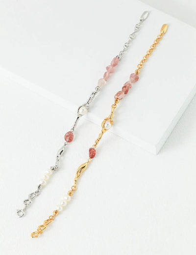 Strawberry Crystal Pearl Bracelet