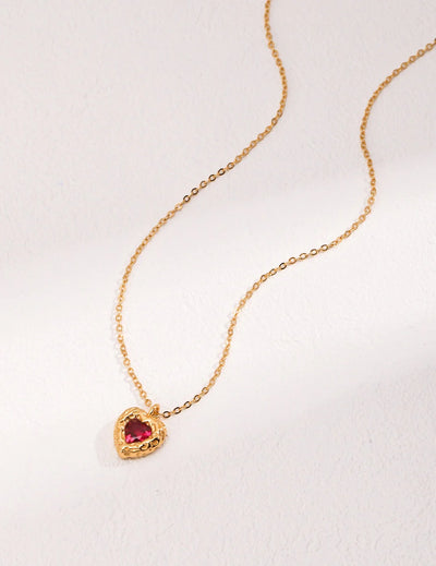 Red Steel Jade Love Zircon Necklace