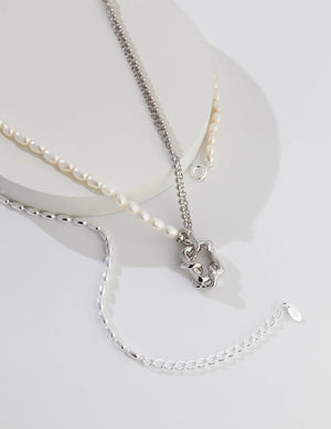 Minimalist Rice Bead Chain Asymmetric Necklace