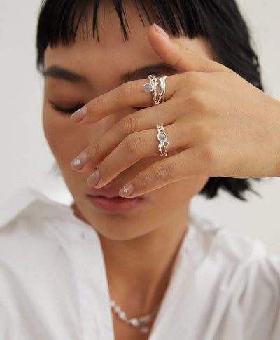 Minimalist Grey Moonstone Ring