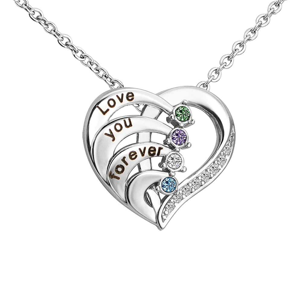 Custom Name Birthstone Heart Necklace