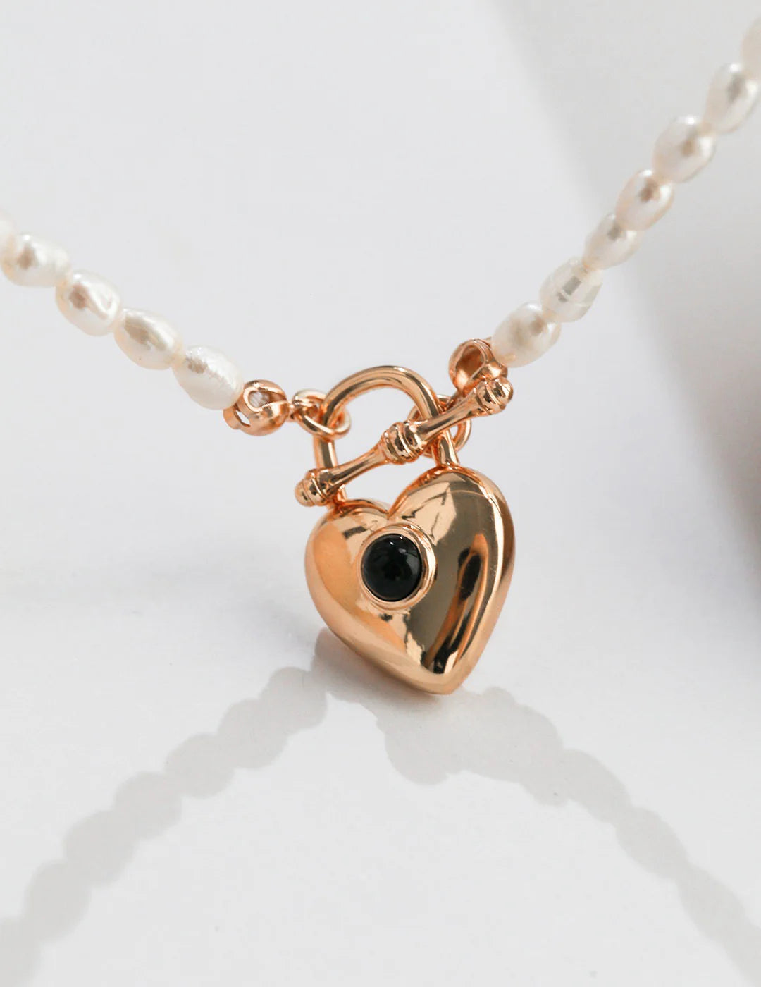 Heart Padlock Pendant Pearl Necklace