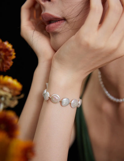 Flat Coin Pearl Bracelet