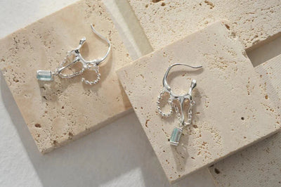 Blue Topaz Hoop Statement Earrings