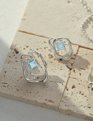 Blue Topaz Statement Earrings