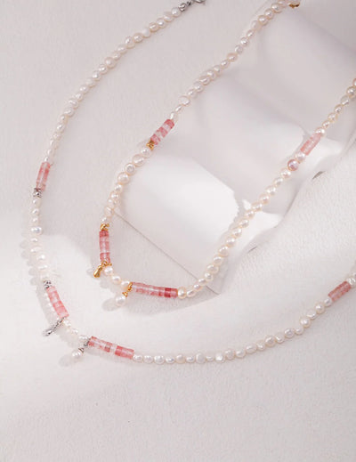 Watermelon Ruby Freshwater Pearl Necklace