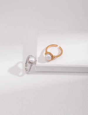 Twisted Pearl Adjustable Open Ring