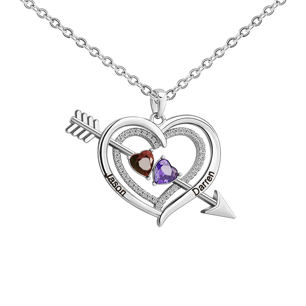 Custom Name Cupid Heart Arrow Necklace