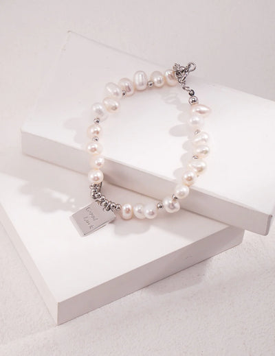 Lucky Engraved Freshwater Pearls Bracelet