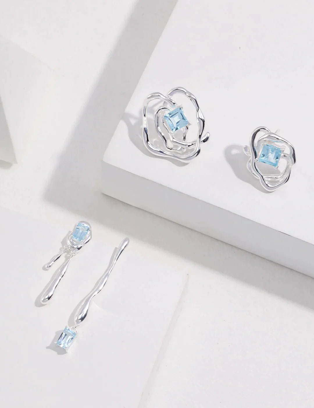 Blue Topaz Statement Earrings