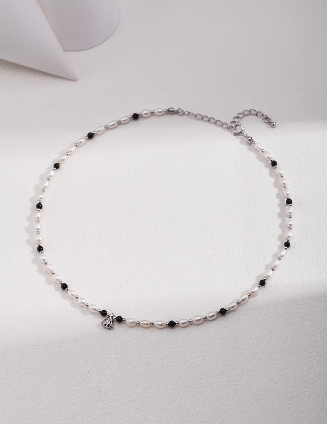 Spaced Black Onyx Pearl Pendant Necklace