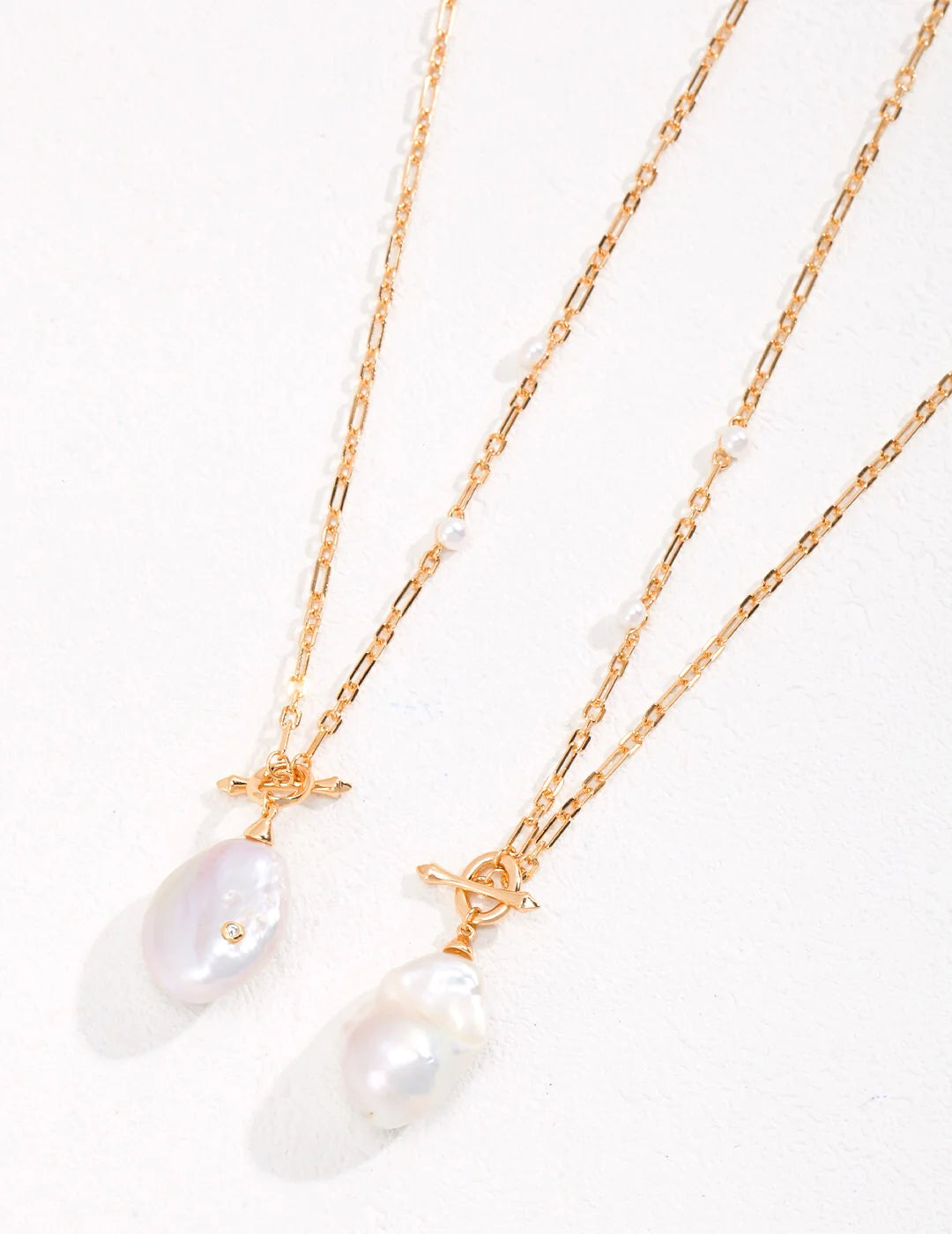 Unique Large Baroque Pearl Pendant with Gold Chain Necklace