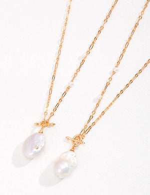 Unique Large Baroque Pearl Pendant with Gold Chain Necklace