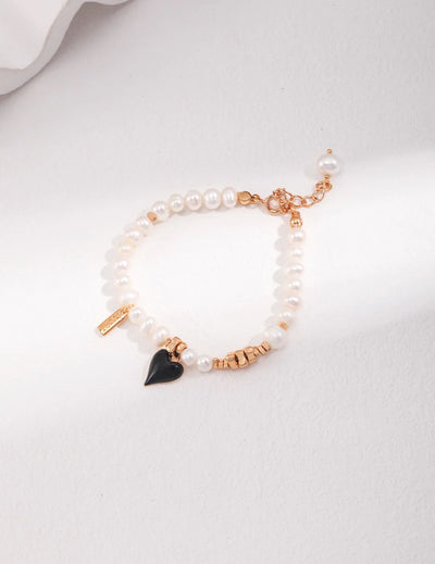 Heart Pendant Pearl Bracelet