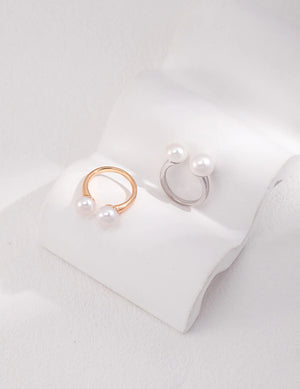 Double Pearl Open Ring