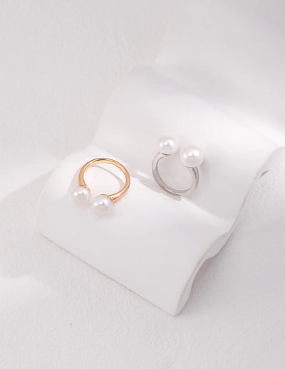 Double Pearl Open Ring