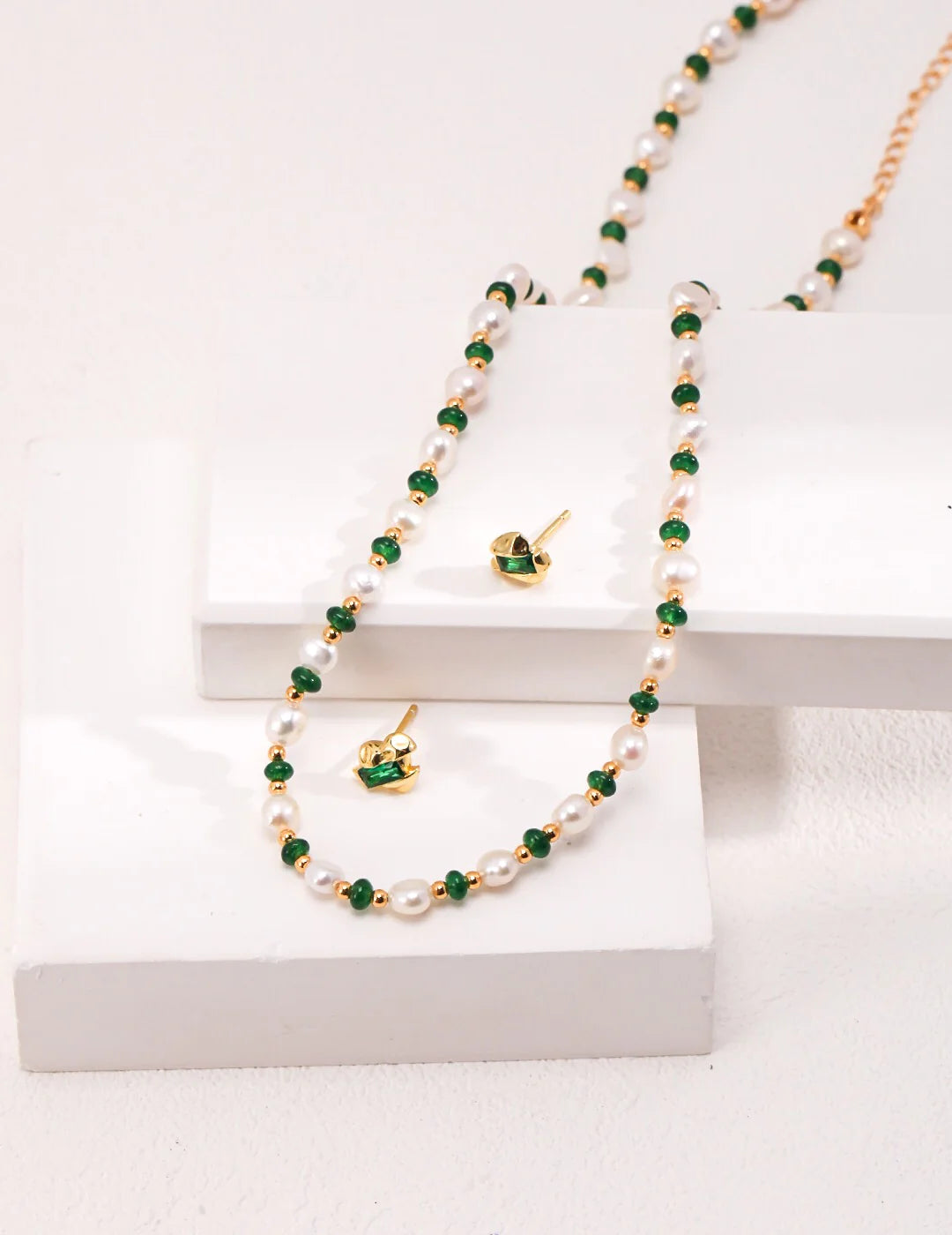 Mini Emerald Freshwater Pearl Necklace