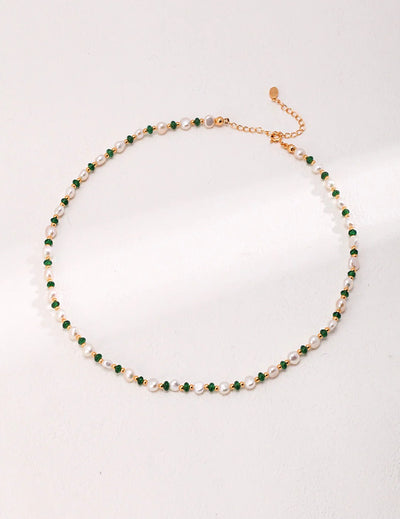 Mini Emerald Freshwater Pearl Necklace