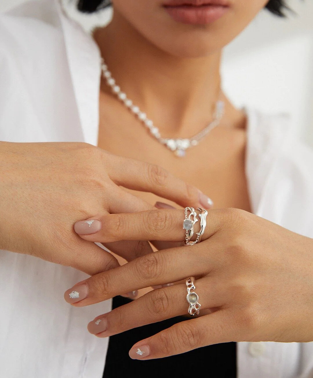 Minimalist Grey Moonstone Ring