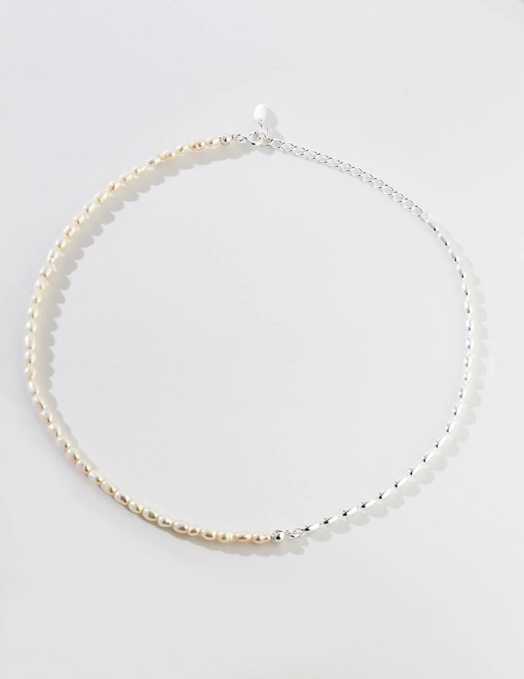 Minimalist Rice Bead Chain Asymmetric Necklace