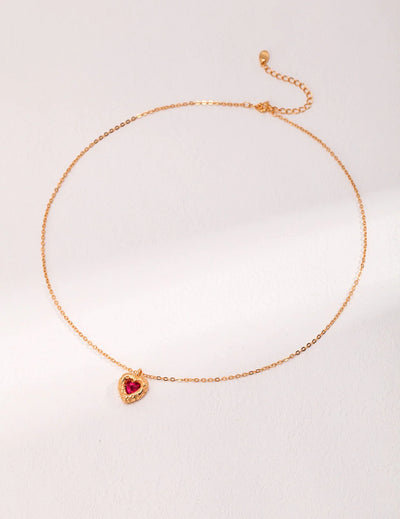 Red Steel Jade Love Zircon Necklace